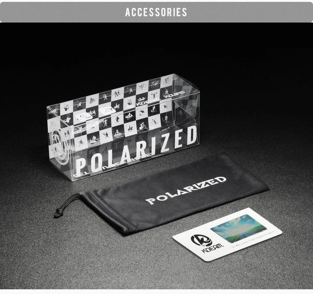 Polarised cycling sunglasses with a frameless, ultralight TR90 frame in a sports design