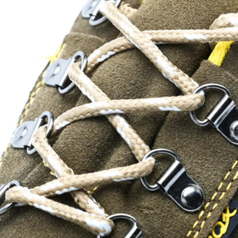 Bronze cow suede leather steel toe safety boots with anti-skid sole for workplace protection
