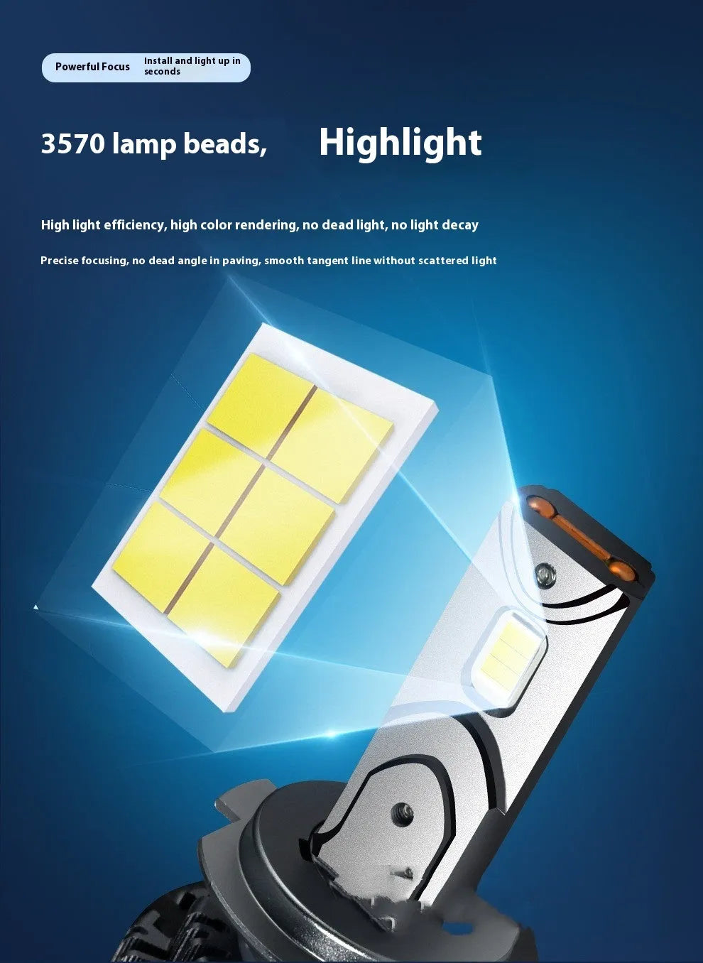 260W LED car headlight bulb 4300K IP68 universal fit aluminium copper construction
