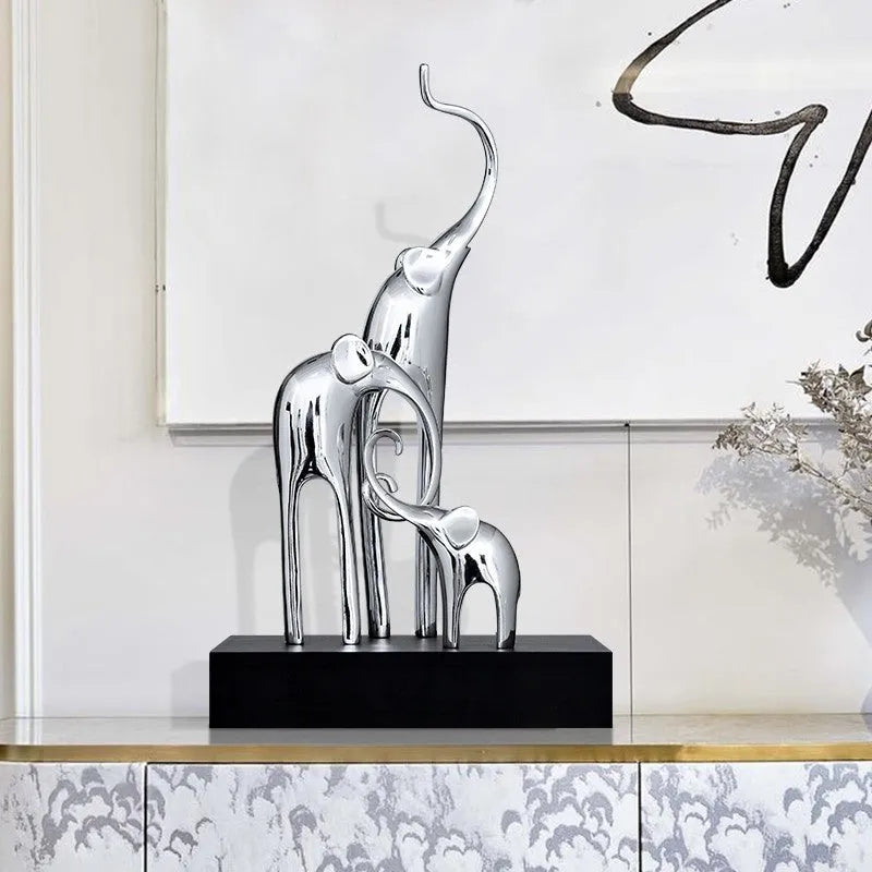 Resin elephant decorative figurine in electroplated gold or painted retro colour finish