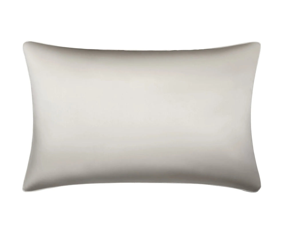 Single mulberry silk pillowcase in palace luxury style, shown in a selection of available colours.