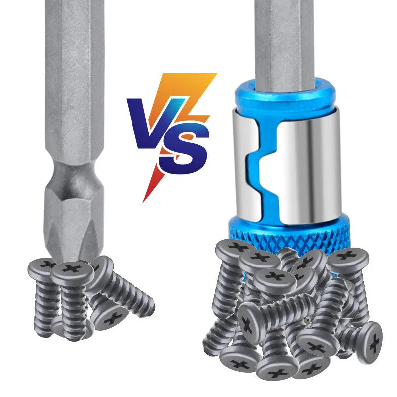 Light blue slotted screwdriver bit with magnetic ring on a high carbon steel shaft