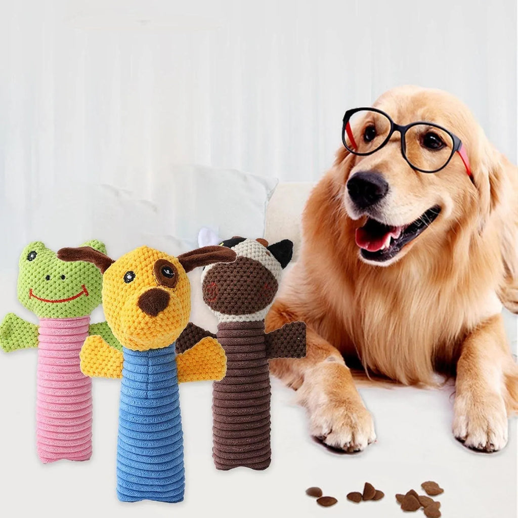 19cm squeaky stuffed dog chew toy in animal shapes for small medium large breeds