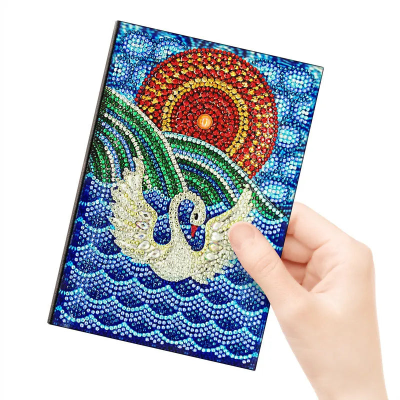 A5 Diamond Painting Notebook in black with decorative elements, 142x207x8mm