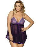 Women's seamless lace and mesh lingerie sleepdress in black, available in big code sizes up to 6XL