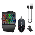 HXSJ K99 Bluetooth one-handed gaming keyboard and wired mouse set in black with phone holder