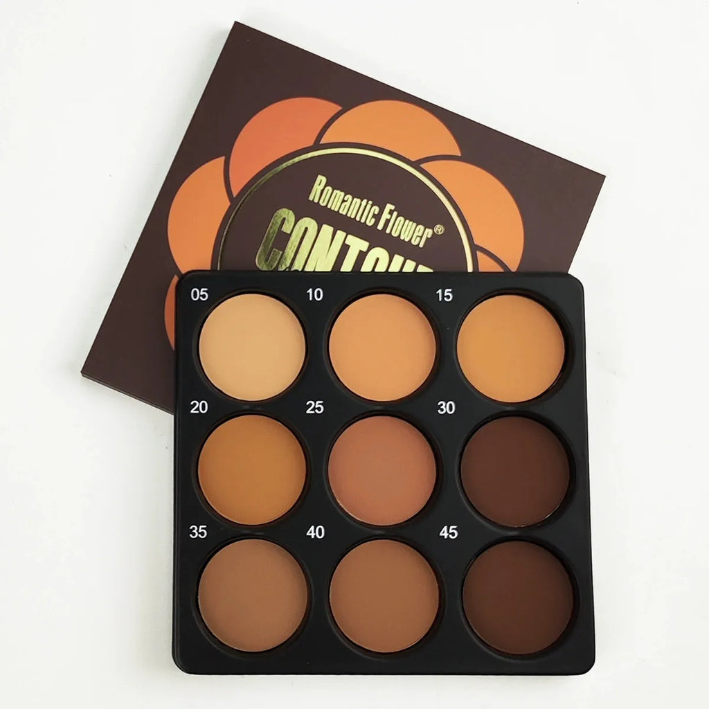 Dark matte makeup palette with 9 waterproof colours and repair disk