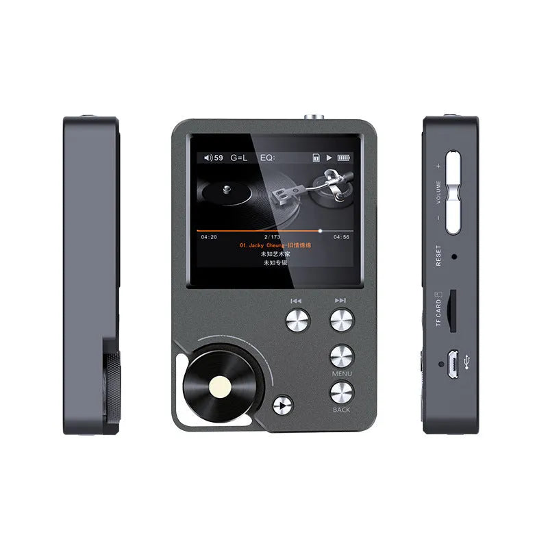 Master HIFI lossless DSD256 music player Silver Gray with 2-inch screen and push-button controls