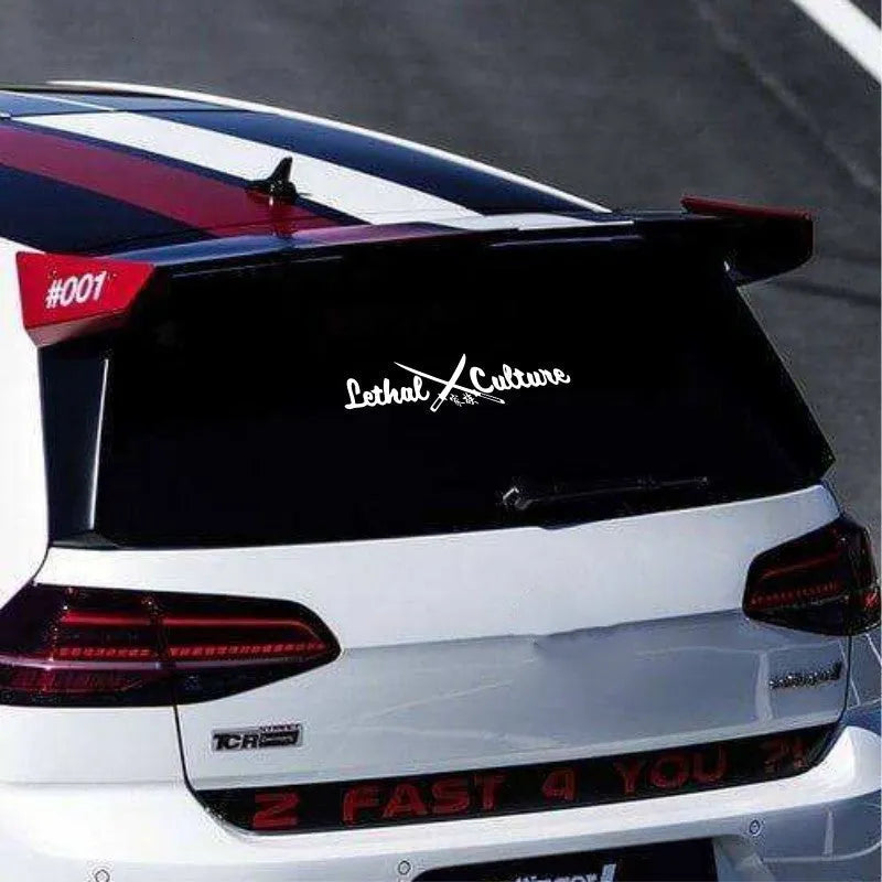 Car rear windshield family sticker decal with text numbers in yellow or white colour options
