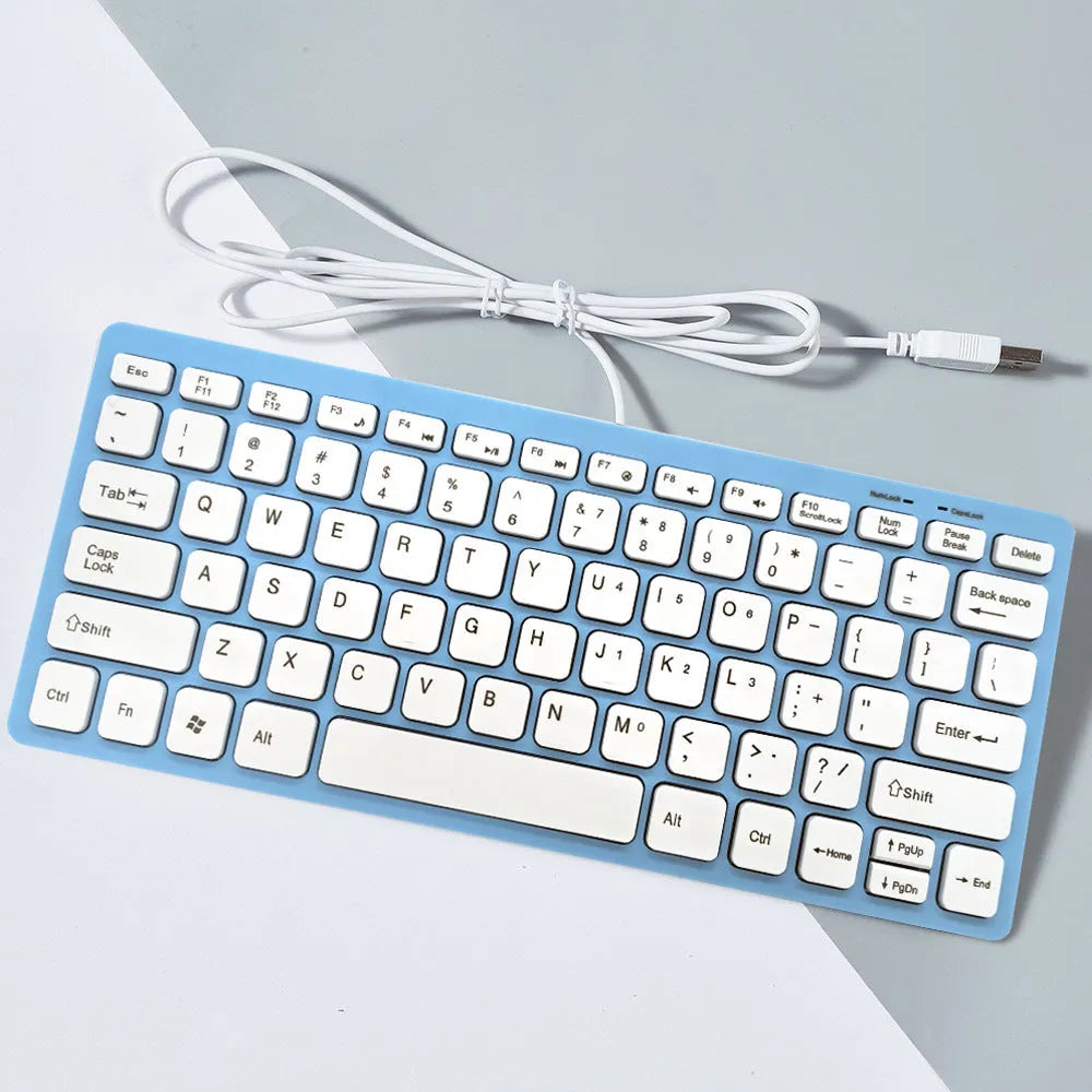 USB wired mini silent keyboard in black, white, pink or blue colour options