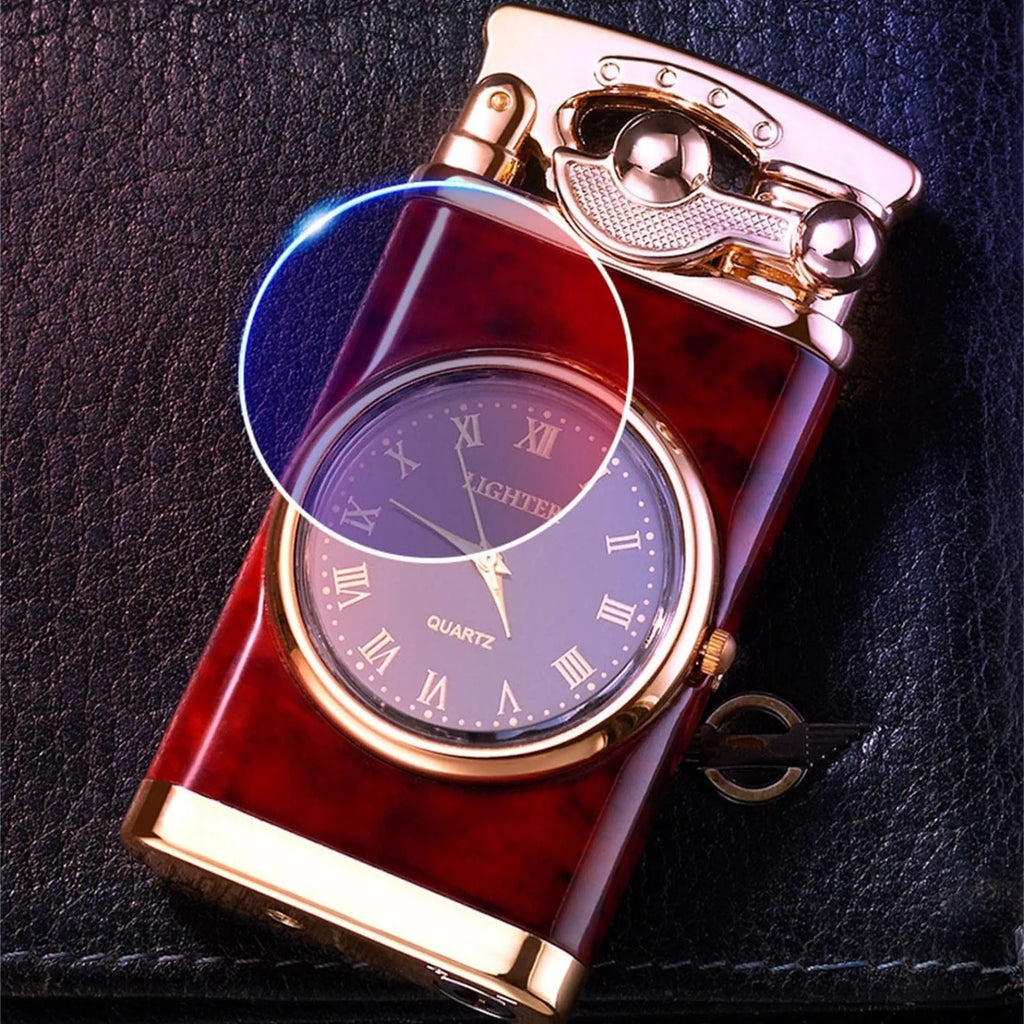 New electric watch lighter with automatic ignition and adjustable blue flame - zinc alloy construction