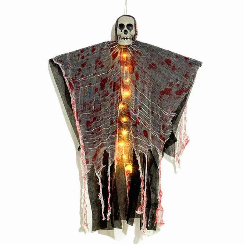 Blood-dyed luminous skull hanging ghost Halloween decoration for outdoor displays