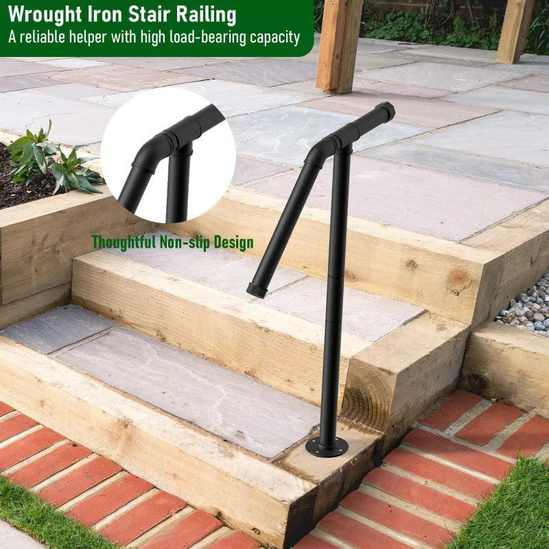 Black metal ladder support for American minimalist household staircase