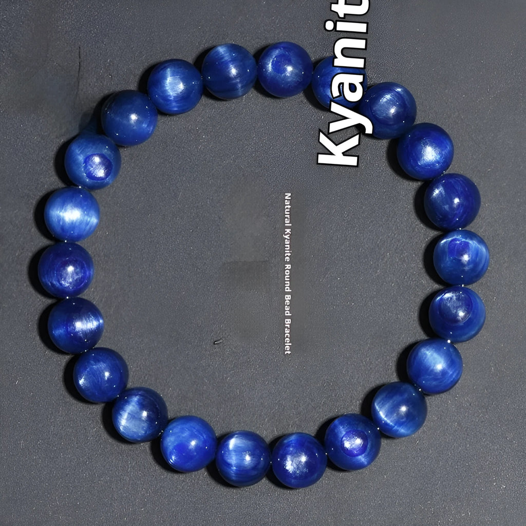 Natural blue crystal ball bracelet with spherical beads and traditional Ruyi charm, available in multiple sizing options