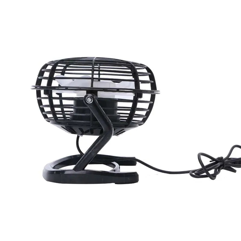 Mini portable USB desk fan with adjustable angle in black, white or blue colours