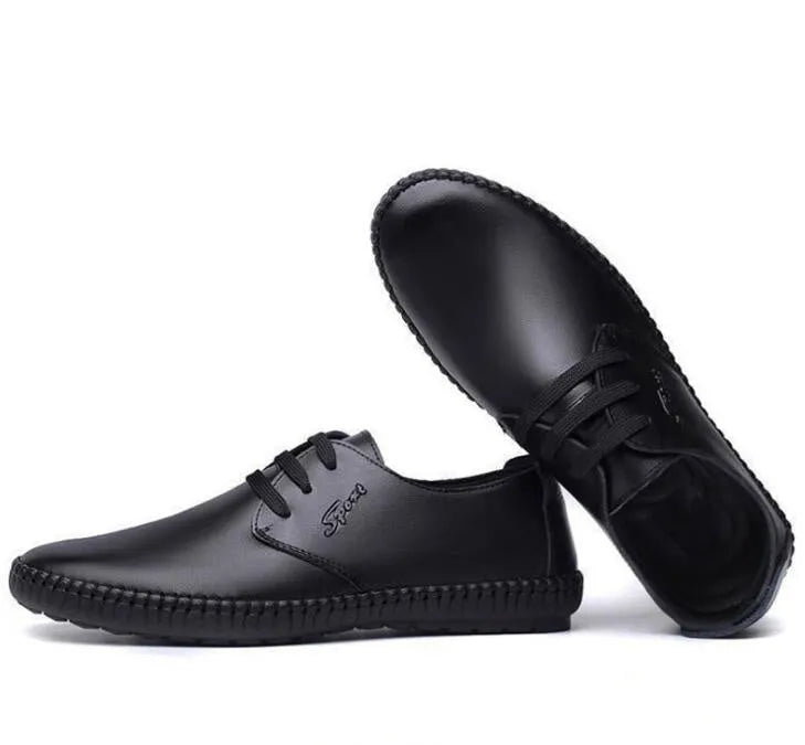 New strap mans casual shoes with solid pattern, PU upper, available in black and brown