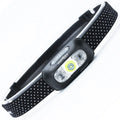 Multifunctional head-mounted night fishing light with hand pressure charger, black colour, PVC housing, 5W LED