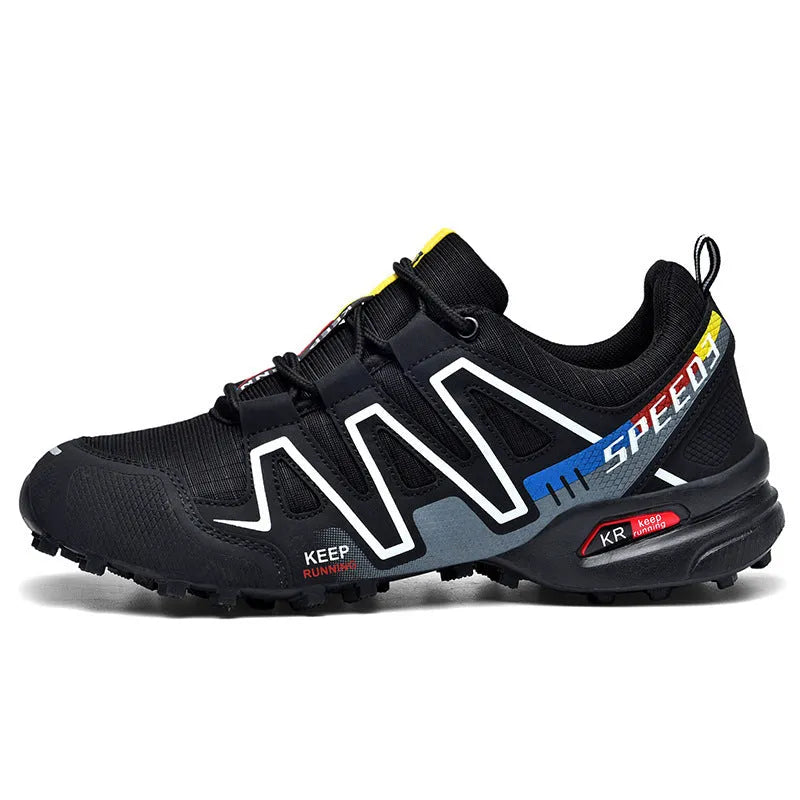 Men's grey orange plus size casual running shoes with synthetic leather upper and rubber sole.