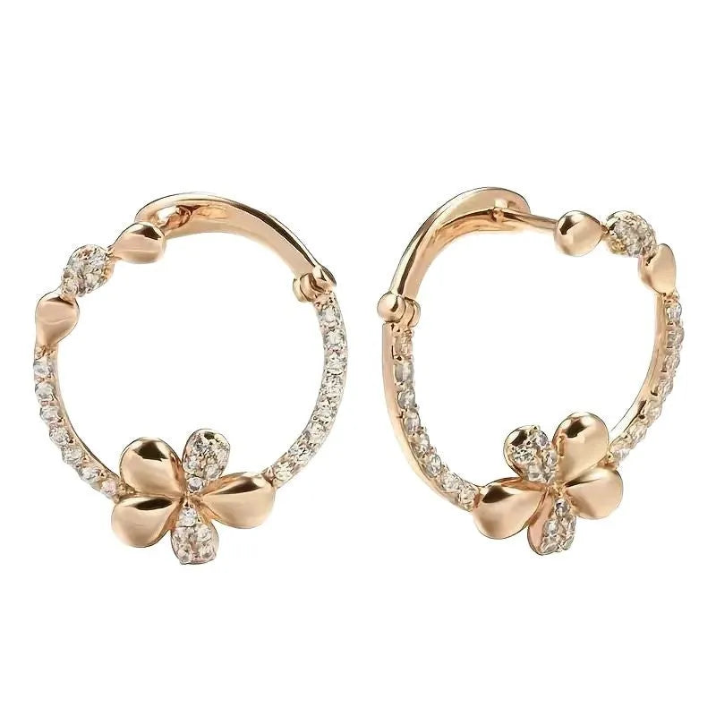 Women's geometric round ring earrings in copper with electroplating colour finish