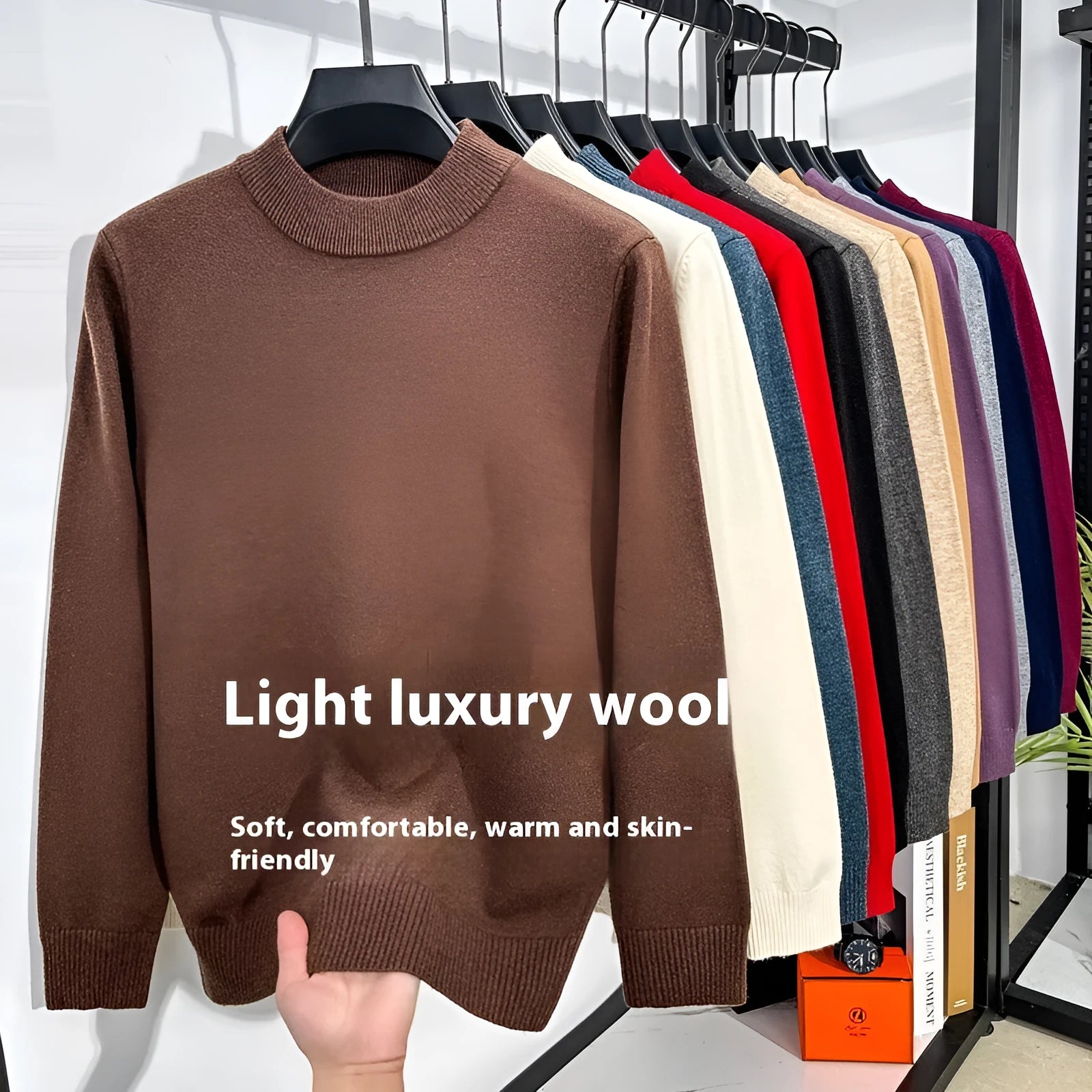 Men's fine knit half turtleneck sweater in regular fit with long sleeves