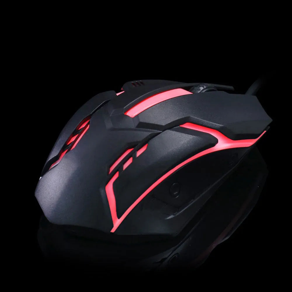 Wired luminous mouse for desktop in black or white with USB cable