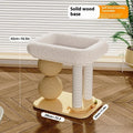 Pine wood cat nest with a central grasping ball for scratching, shown in a simple style.