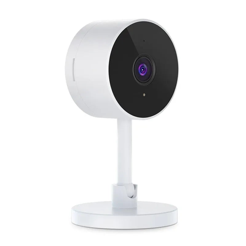 White wireless WiFi home security camera with network alarm functionality