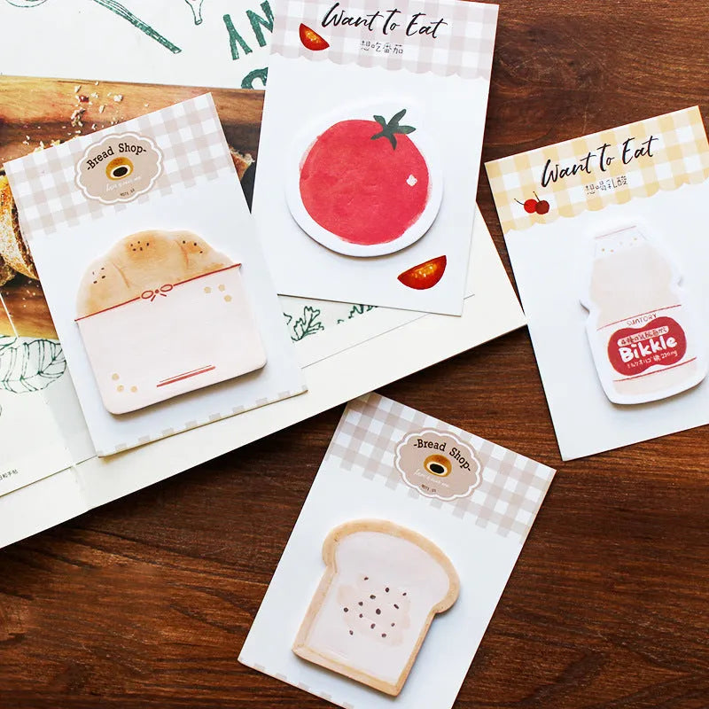Food Bread Handbook note paper pad showing 30 sheets in colour options Bread01, Bread02, Tomato, Yogurt