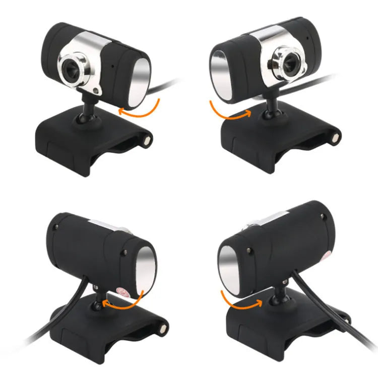 Black desktop computer camera with USB cable for video conferencing and calls