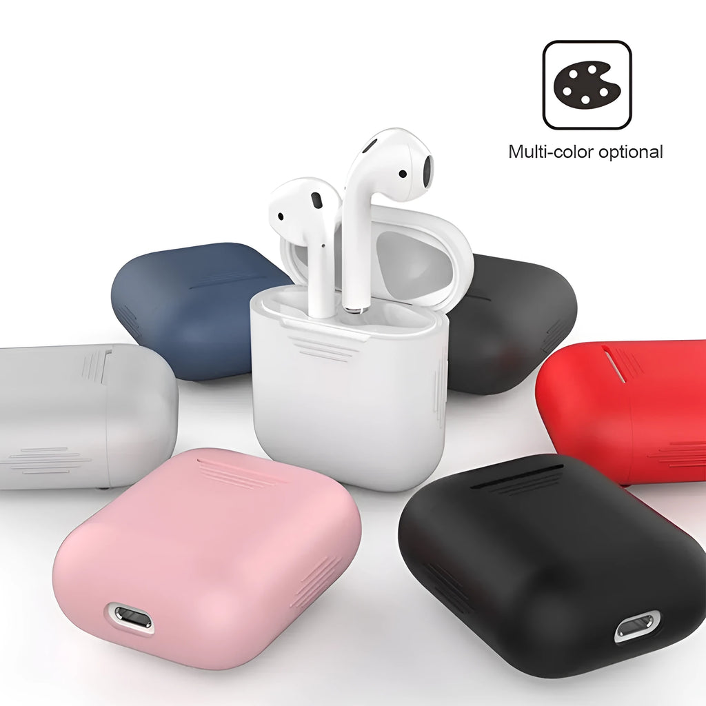 Silicone shockproof case for AirPods with anti-lost rope in five colour options
