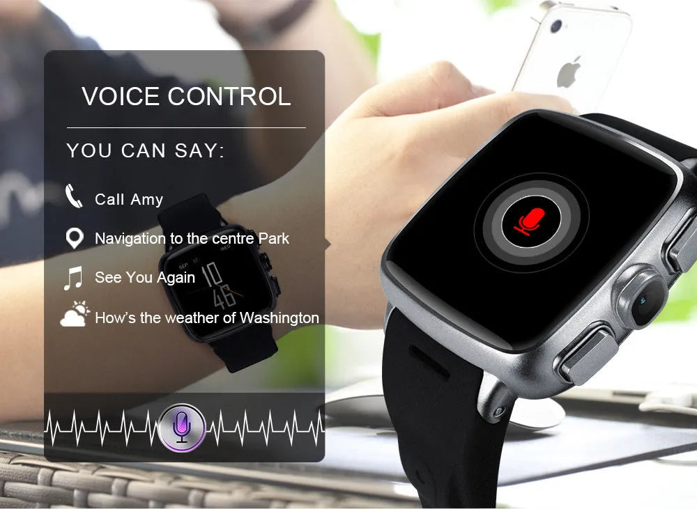 Z01 smart watch with 1.54 inch HD touchscreen on wrist, showing Android interface