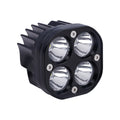 Four-eye clover spotlight headlight with aluminium base plate for vehicle modification.