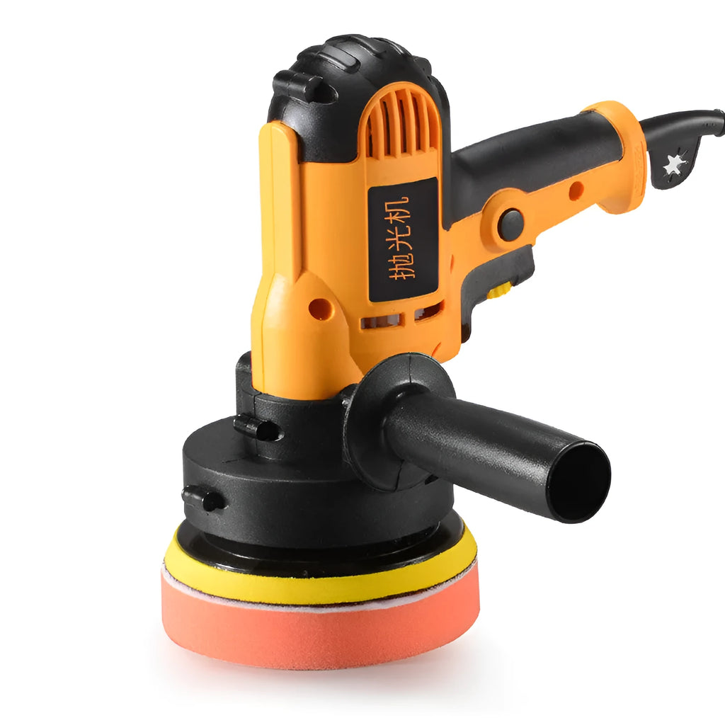 Yellow automotive polishing machine with 125mm disc and 700W motor for multi-material surface treatment