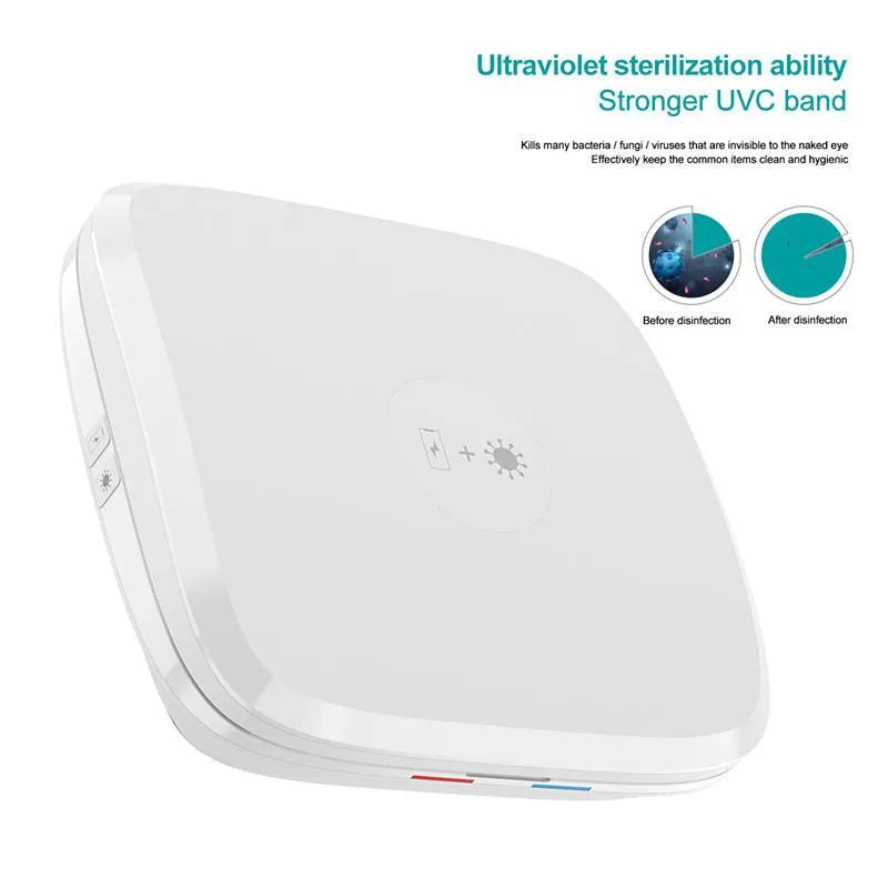 White USB-powered disinfection box with mechanical switch and remote control