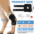 Black polyester dog leg guard or knee brace for ACL and joint injury support.