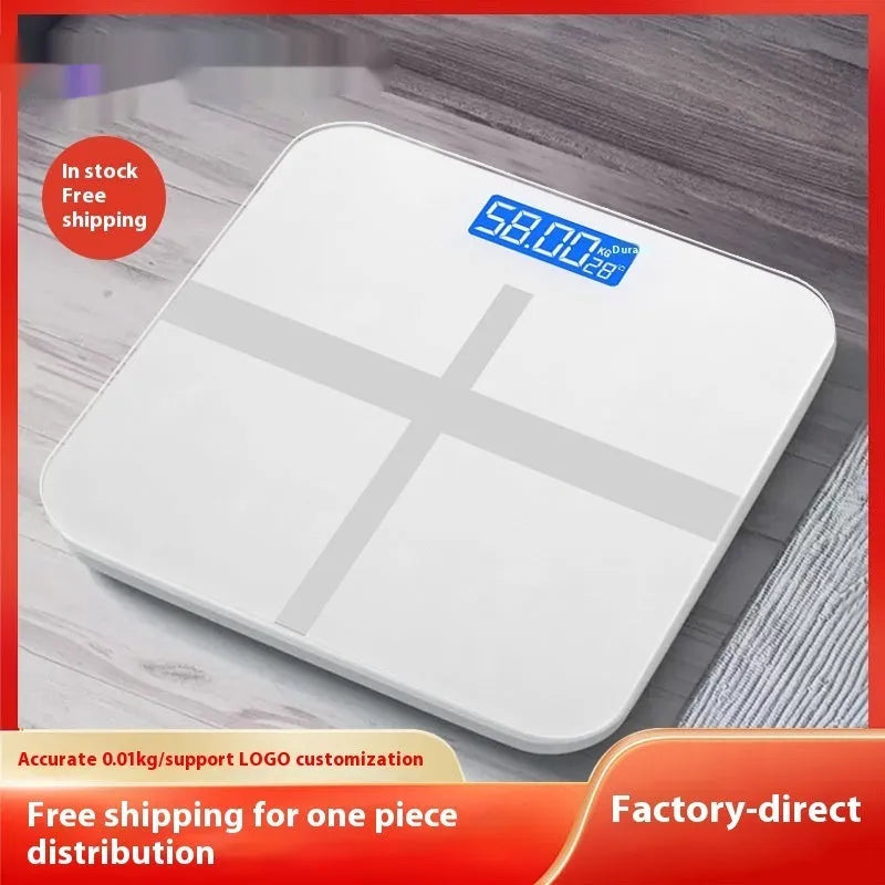 Household weighing scale in rose gold finish with digital display for body weight measurement