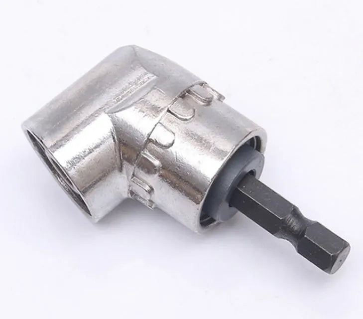 Silver chrome vanadium steel flexible screwdriver bit extension with 105-degree angle head and quick-release handle.