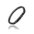 Custom stainless steel vintage mens bracelet with retro colour finish, 22.3 cm length, 30 g weight, on neutral background