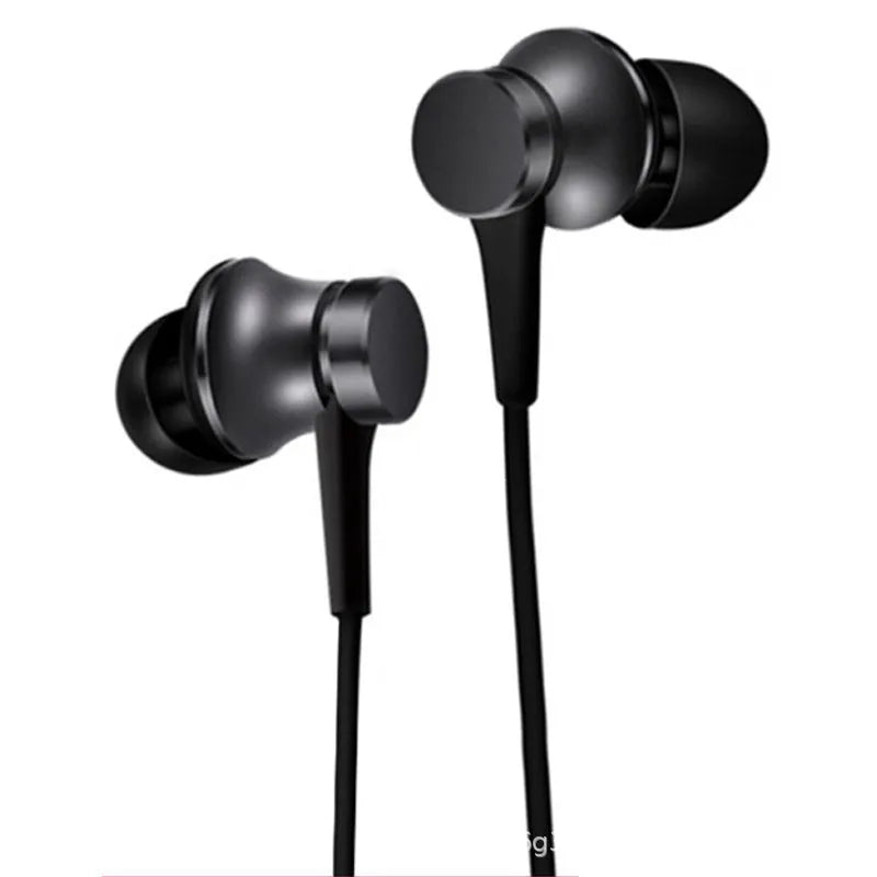 Piston-style in-ear wired headphones with 3.5mm jack in black, blue, and red colour options.