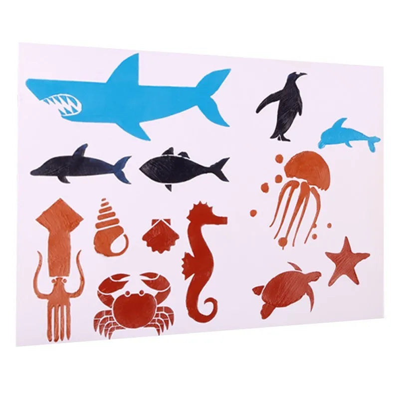 White plastic drawing stencil templates with various pattern designs for craft projects