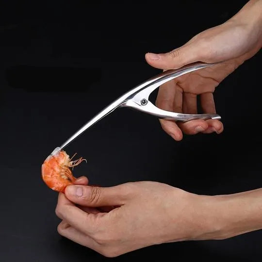 Stainless steel shrimp peeler 21 x 6.5cm with ergonomic handle and closed tip for peeling and deveining shrimp