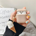 Cylinder ice cream design AirPods 2 silicone case with transparent finish showing device colour