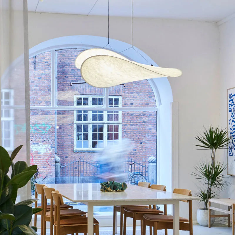 Silent Wind style art silk restaurant chandelier with multiple light colour settings