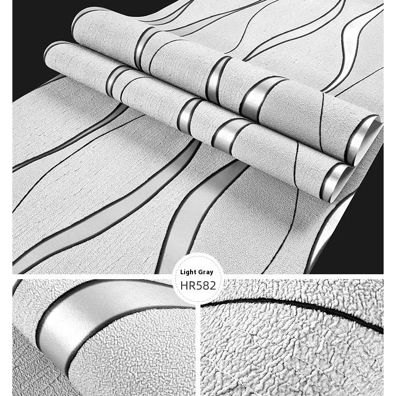 Curve stripe 3D decorative wallpaper in deerskin velvet for video walls