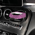 Car air vent cup holder bracket with rhinestone decoration in white diamond pattern