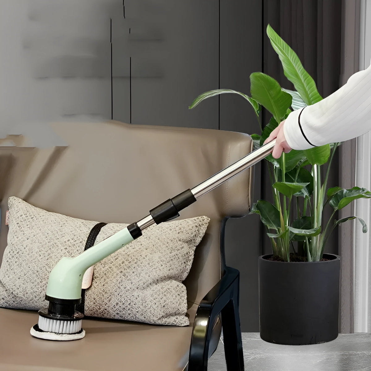Multifunctional wireless electric cleaning brush with plastic body and multiple head options for kitchen and toilet cleaning