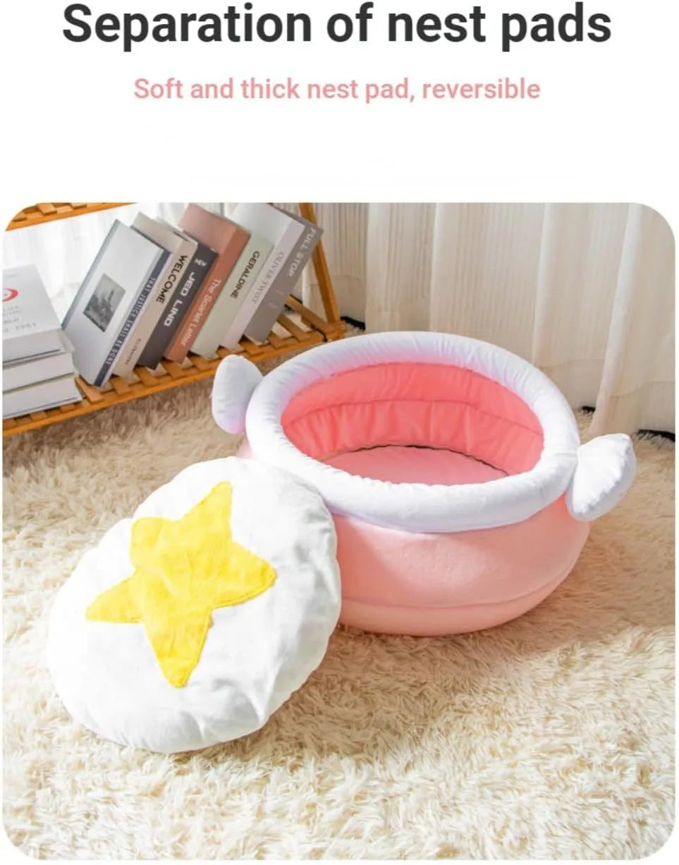 Pink honey pot magic shape cat sofa bed with removable pad for small pets