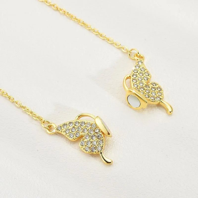 Titanium steel clavicle chain necklace with magnetic butterfly clasp and twisted chain design