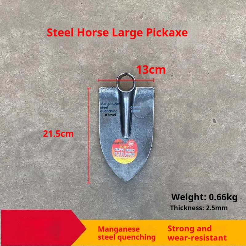 Agricultural pointed hoe with stainless steel body and steel horse tip for soil cultivation