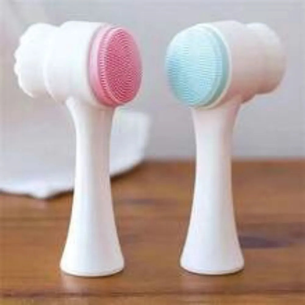 Blue nylon pet paw brush for dogs and cats on a white background.
